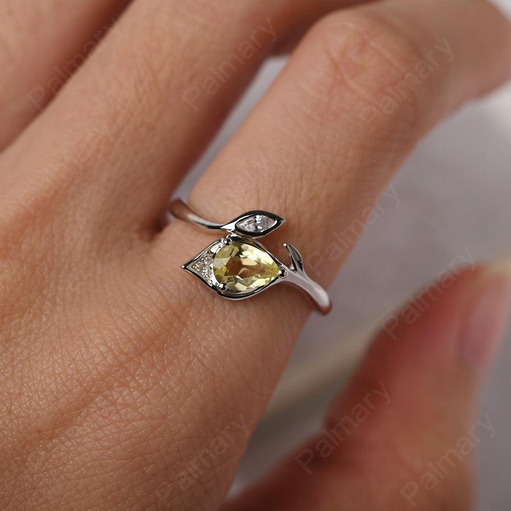 Pear Shaped Lemon Quartz Wedding Rings - Palmary