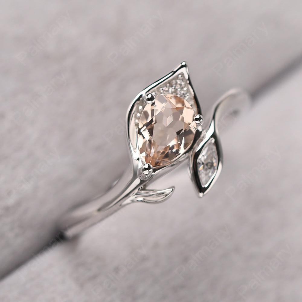 Pear Shaped Morganite Wedding Rings - Palmary