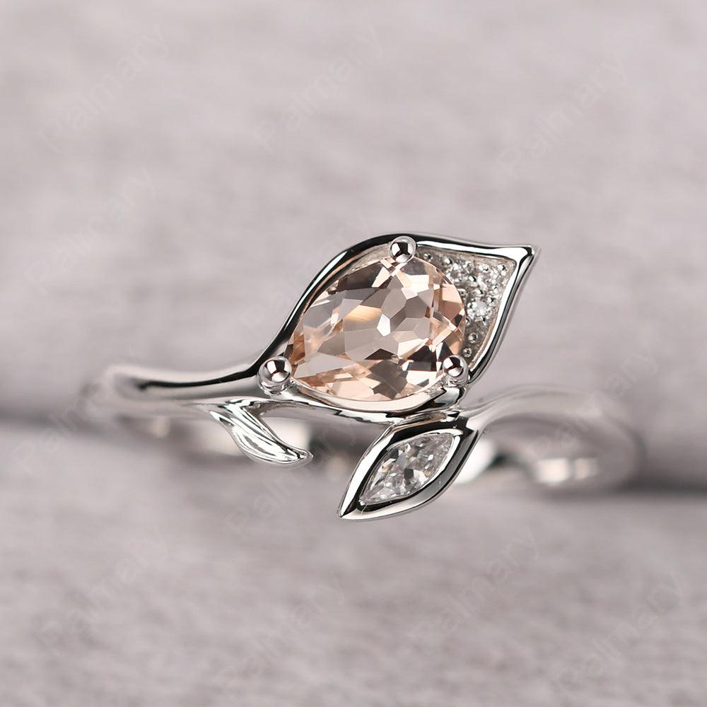 Pear Shaped Morganite Wedding Rings - Palmary