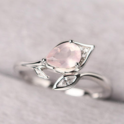 Pear Shaped Rose Quartz Wedding Rings - Palmary