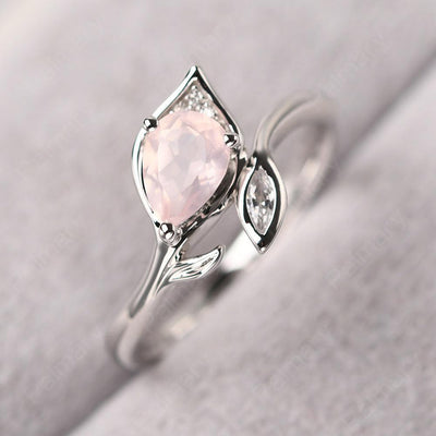 Pear Shaped Rose Quartz Wedding Rings - Palmary