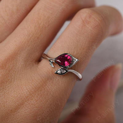 Pear Shaped Ruby Wedding Rings - Palmary