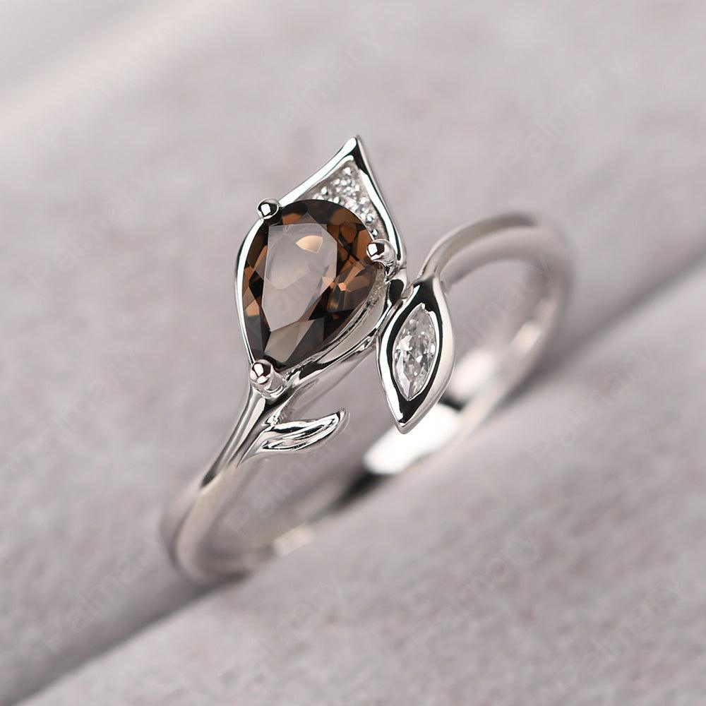 Pear Shaped Smoky Quartz  Wedding Rings - Palmary