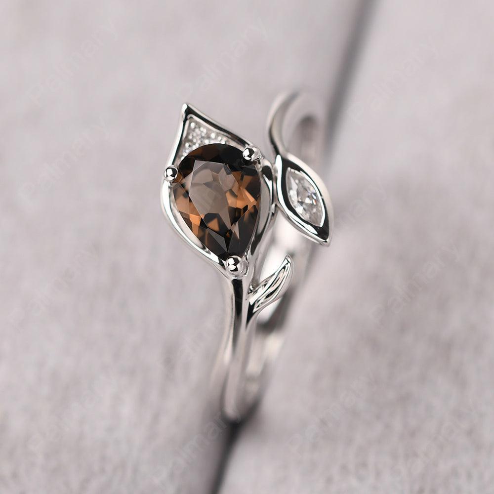 Pear Shaped Smoky Quartz  Wedding Rings - Palmary