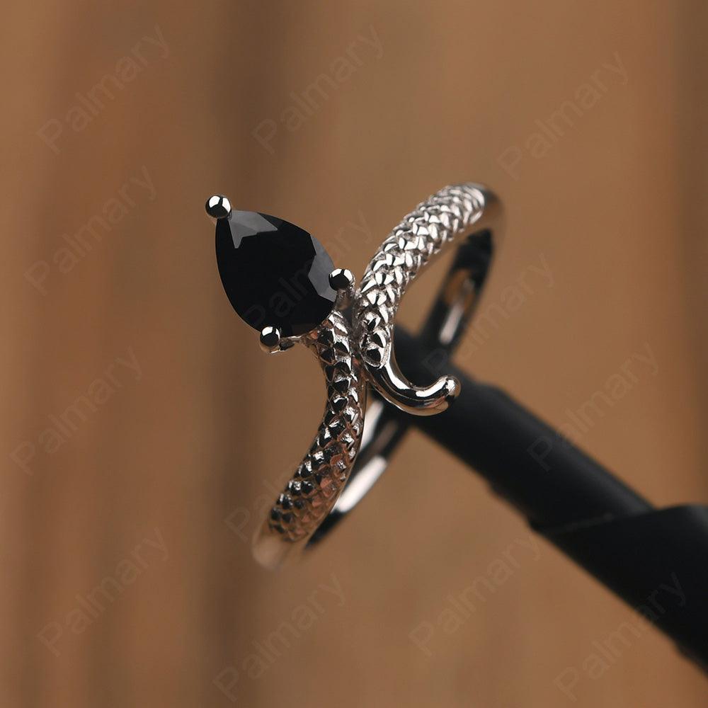 Snake Black Spinel Solitaire Ring - Palmary