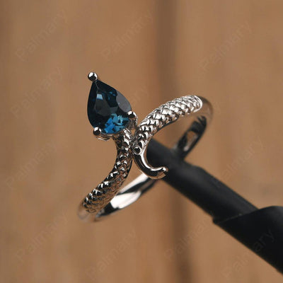 Snake London Blue Topaz Solitaire Ring - Palmary