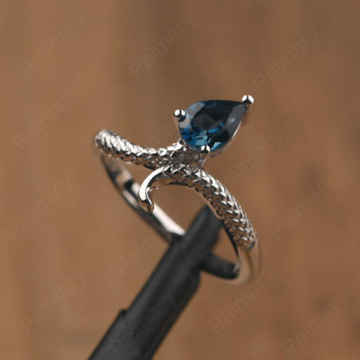 Snake London Blue Topaz Solitaire Ring - Palmary
