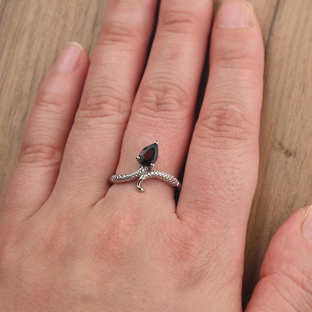 Snake Smoky Quartz  Solitaire Ring - Palmary