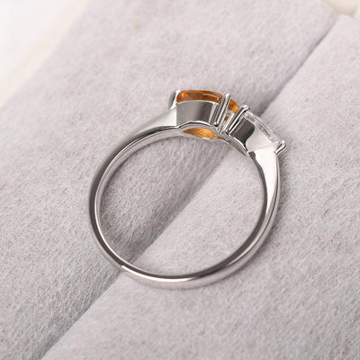 East West Pear Shaped Citrine And Cubic Zirconia Two Stone Ring - Palmary