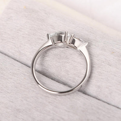 East West Pear Shaped Cubic Zirconia And White Topaz Two Stone Ring - Palmary