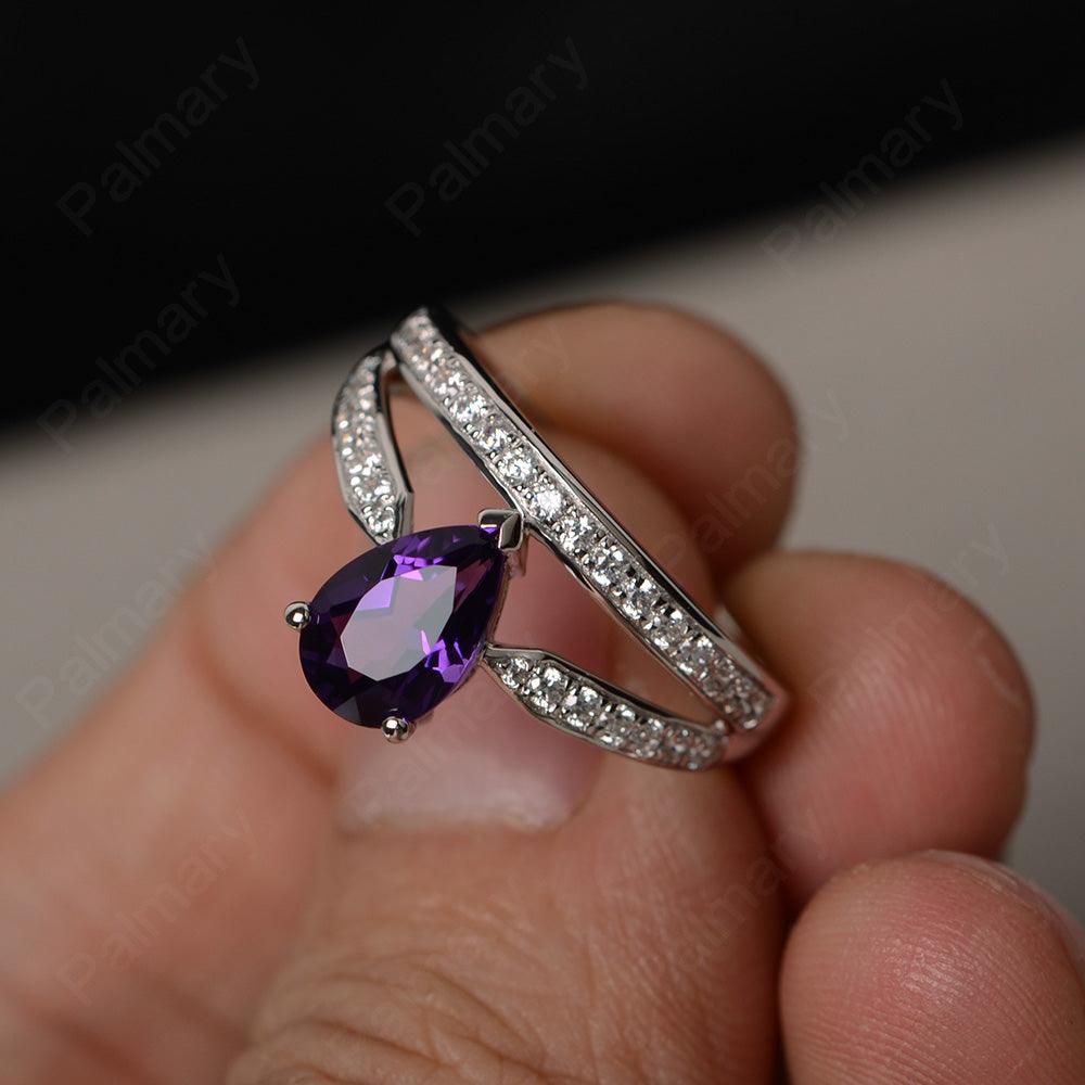 Pear Shaped Amethyst Engagement Rings - Palmary