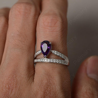 Pear Shaped Amethyst Engagement Rings - Palmary