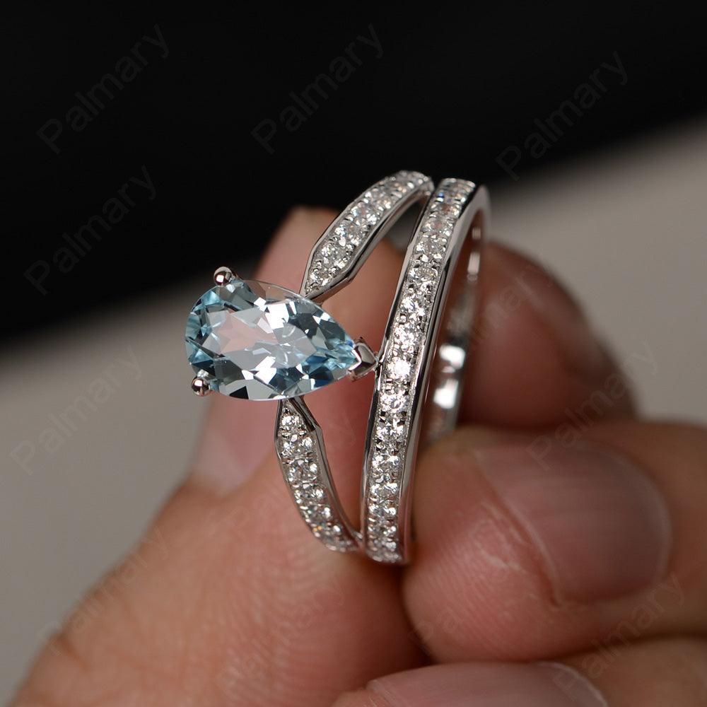 Pear Shaped Aquamarine Engagement Rings - Palmary