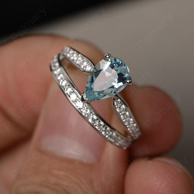 Pear Shaped Aquamarine Engagement Rings - Palmary