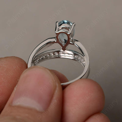 Pear Shaped Aquamarine Engagement Rings - Palmary
