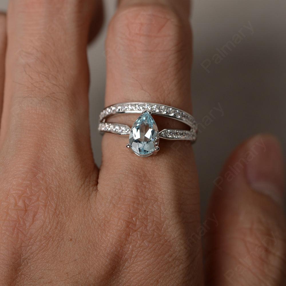 Pear Shaped Aquamarine Engagement Rings - Palmary