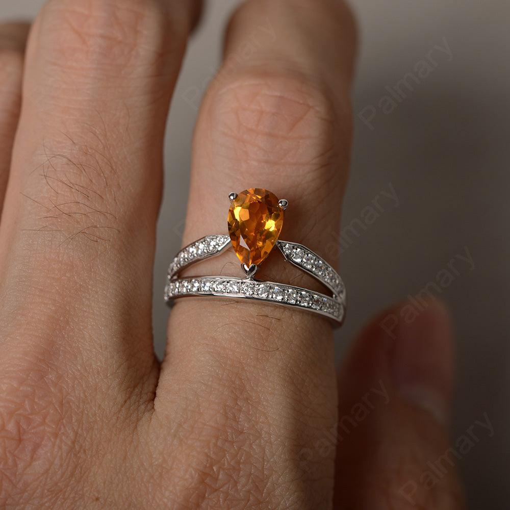 Pear Shaped Citrine Engagement Rings - Palmary