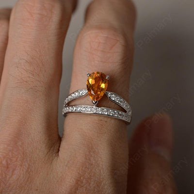 Pear Shaped Citrine Engagement Rings - Palmary