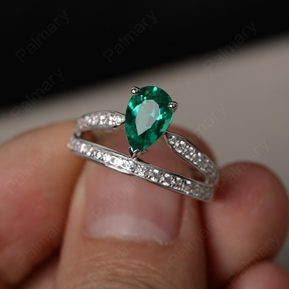 Pear Shaped Emerald Engagement Rings - Palmary