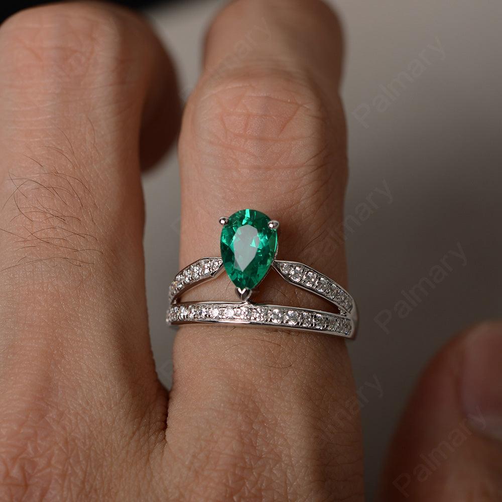 Pear Shaped Emerald Engagement Rings - Palmary