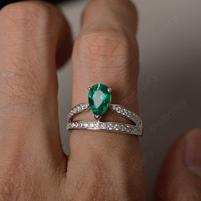 Pear Shaped Emerald Engagement Rings - Palmary