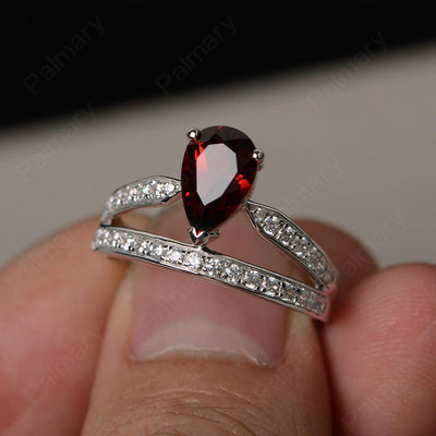 Pear Shaped Garnet Engagement Rings - Palmary