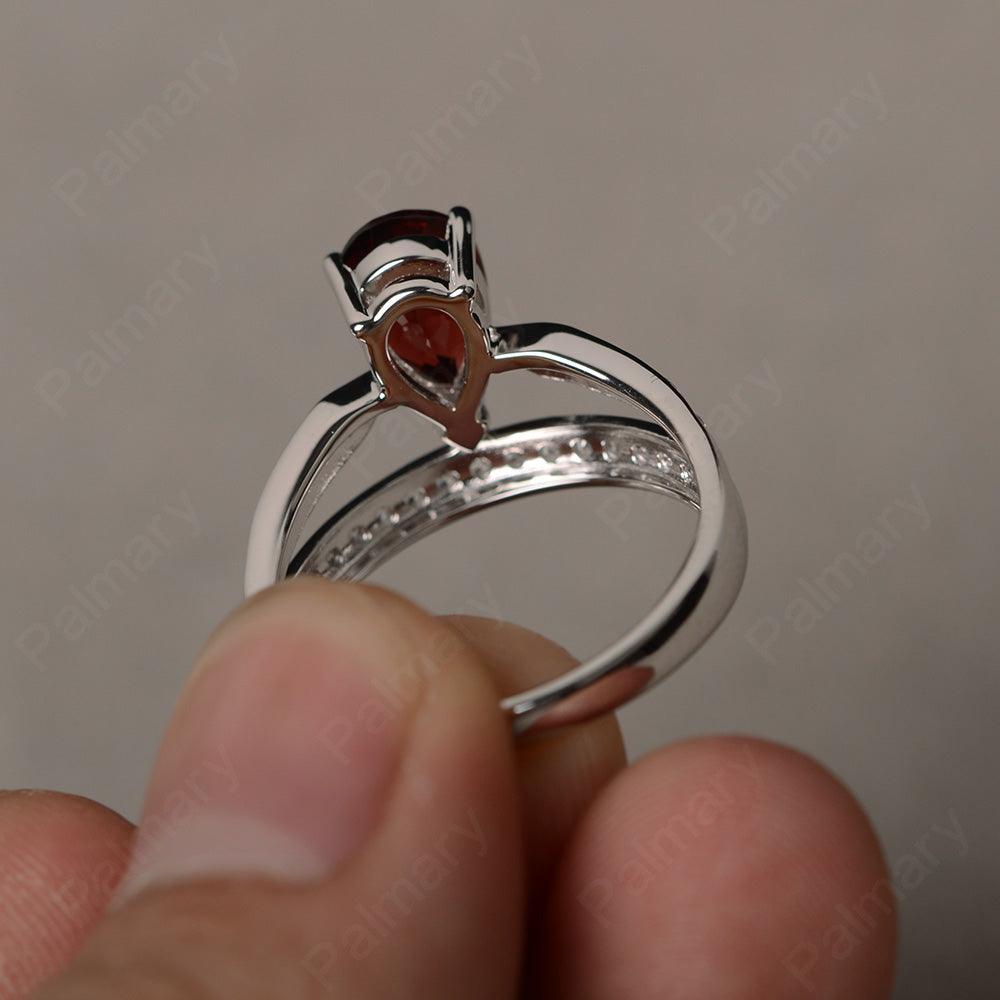 Pear Shaped Garnet Engagement Rings - Palmary