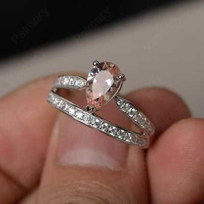 Pear Shaped Morganite Engagement Rings - Palmary