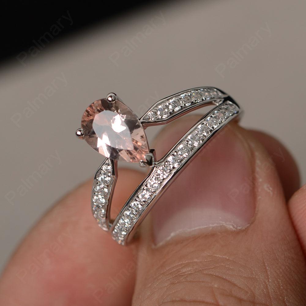 Pear Shaped Morganite Engagement Rings - Palmary