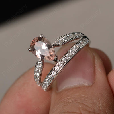 Pear Shaped Morganite Engagement Rings - Palmary