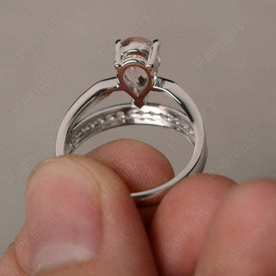 Pear Shaped Morganite Engagement Rings - Palmary