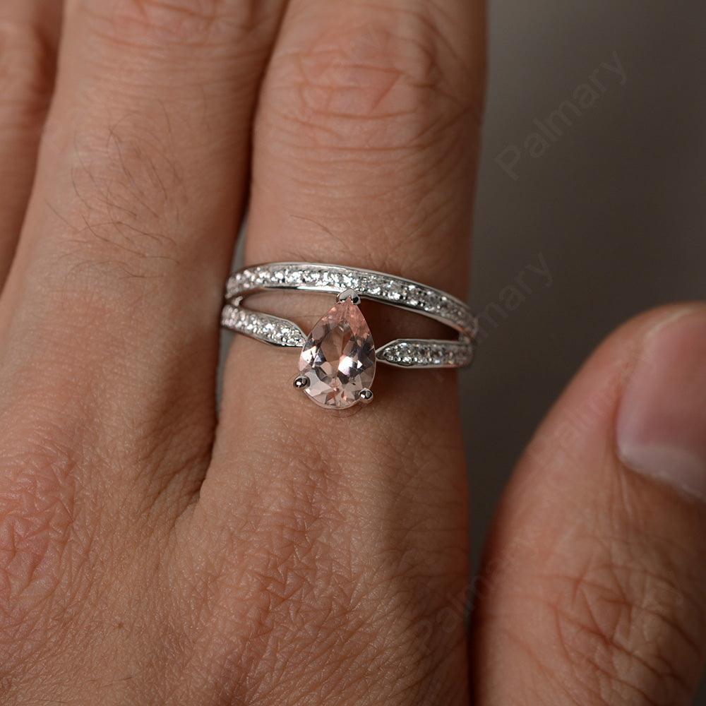 Pear Shaped Morganite Engagement Rings - Palmary