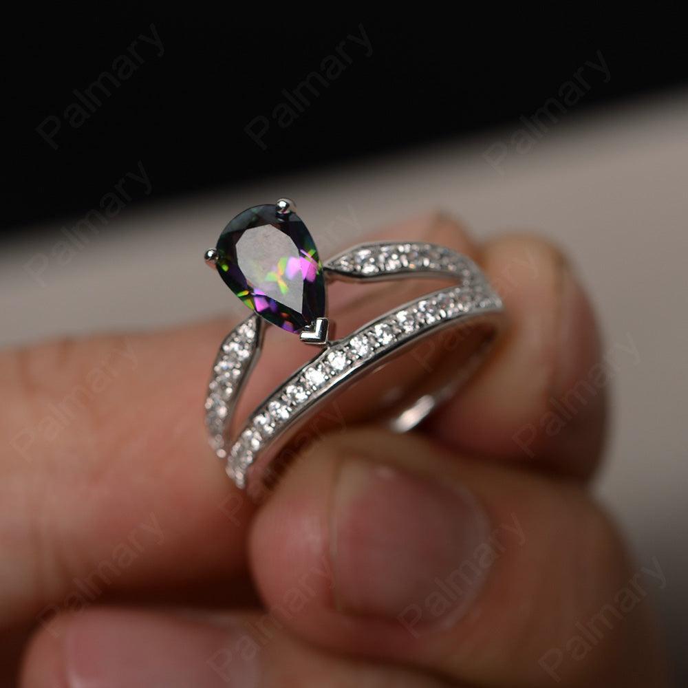 Pear Shaped Mystic Topaz Engagement Rings - Palmary
