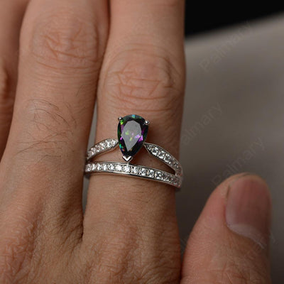 Pear Shaped Mystic Topaz Engagement Rings - Palmary