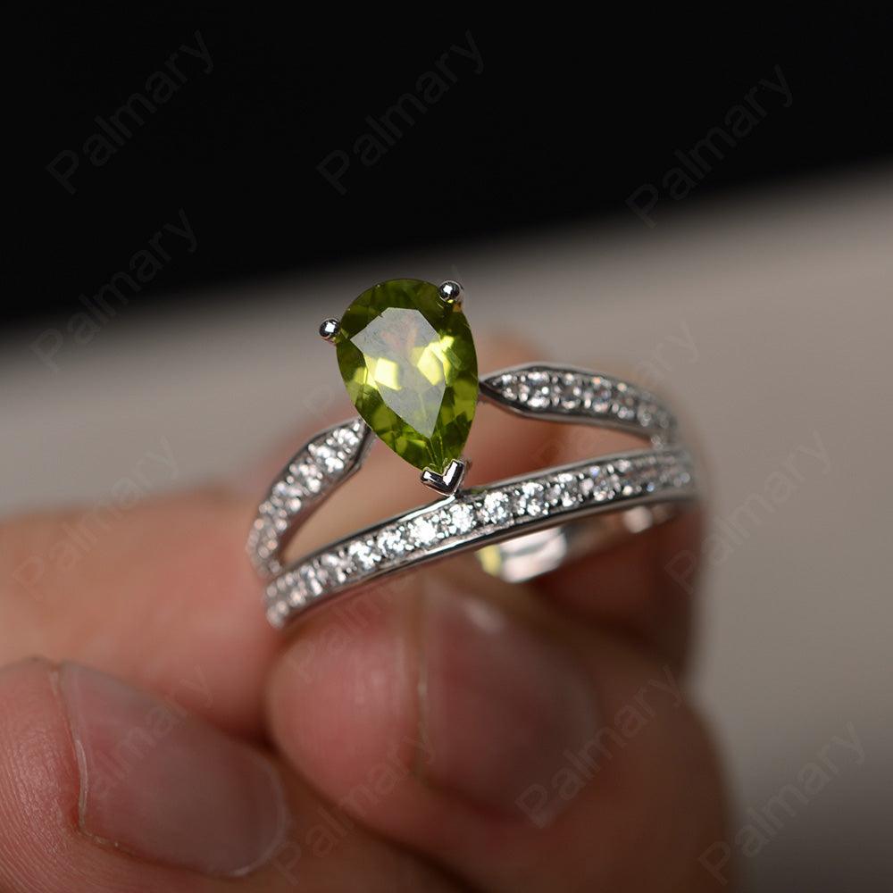 Pear Shaped Peridot Engagement Rings - Palmary