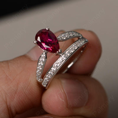 Pear Shaped Ruby Engagement Rings - Palmary