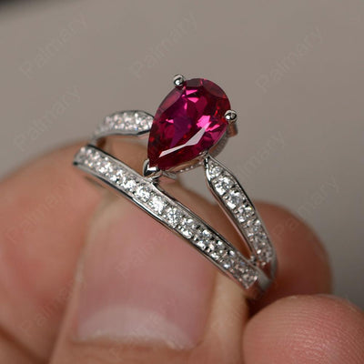 Pear Shaped Ruby Engagement Rings - Palmary