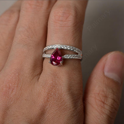 Pear Shaped Ruby Engagement Rings - Palmary