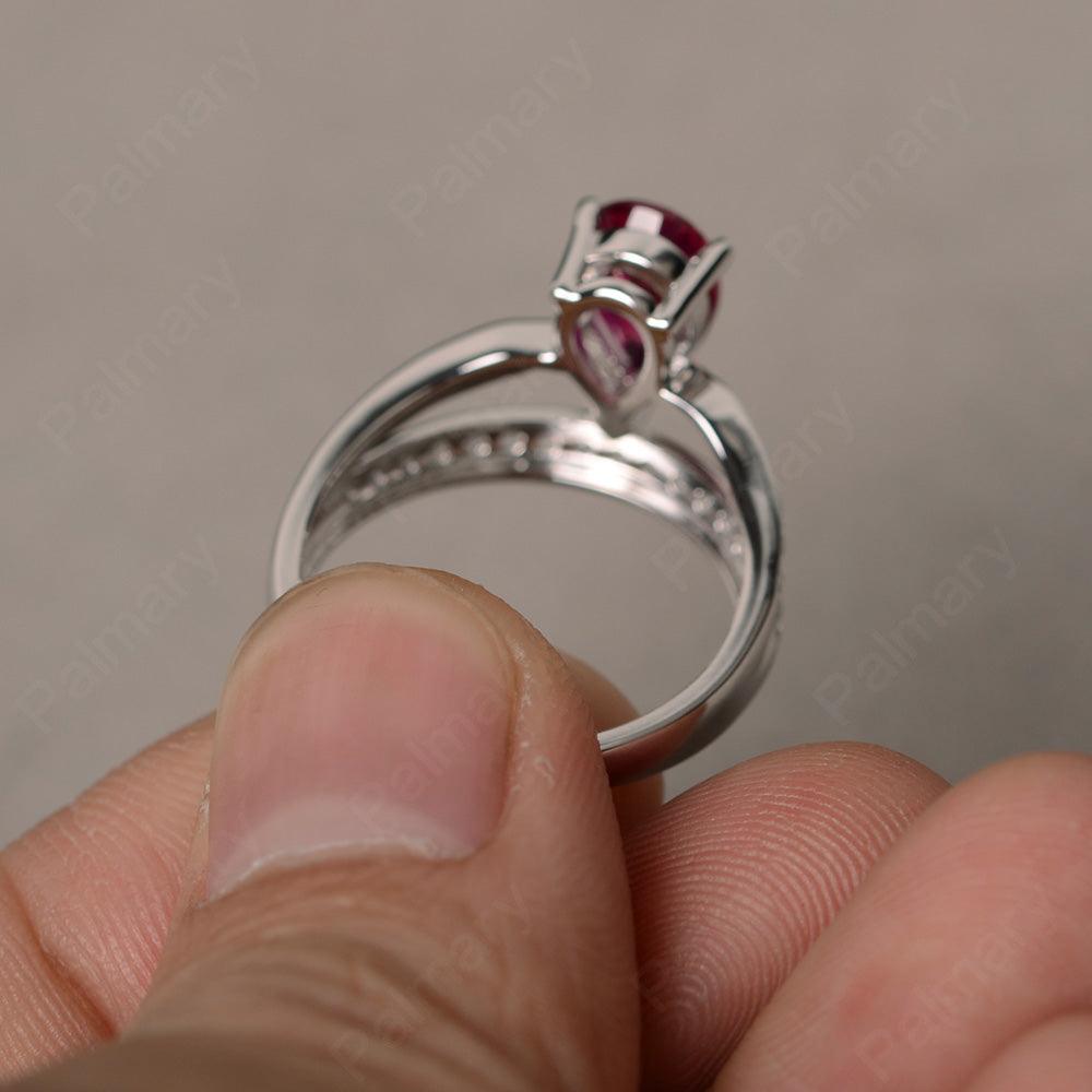 Pear Shaped Ruby Engagement Rings - Palmary