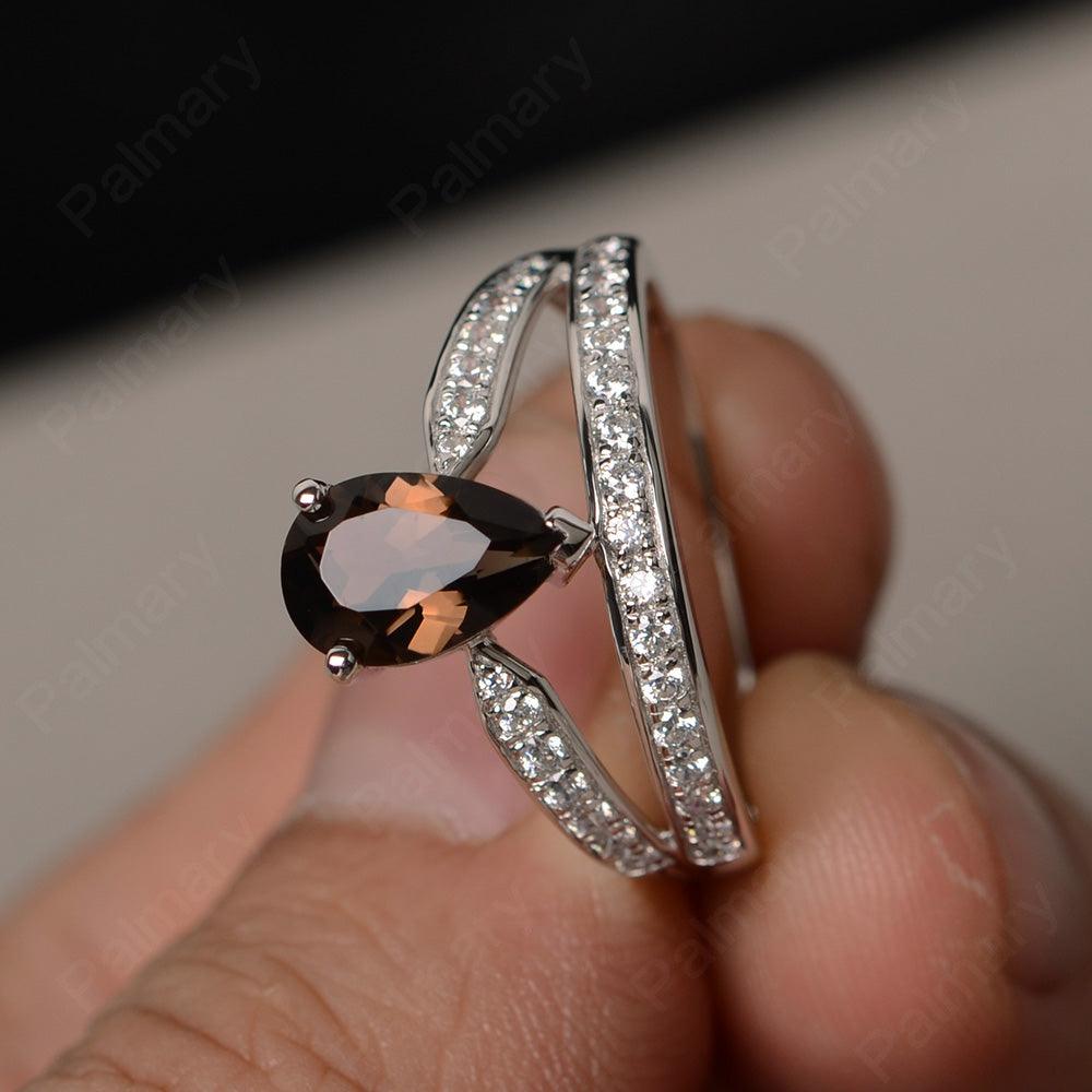 Pear Shaped Smoky Quartz  Engagement Rings - Palmary