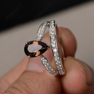Pear Shaped Smoky Quartz  Engagement Rings - Palmary