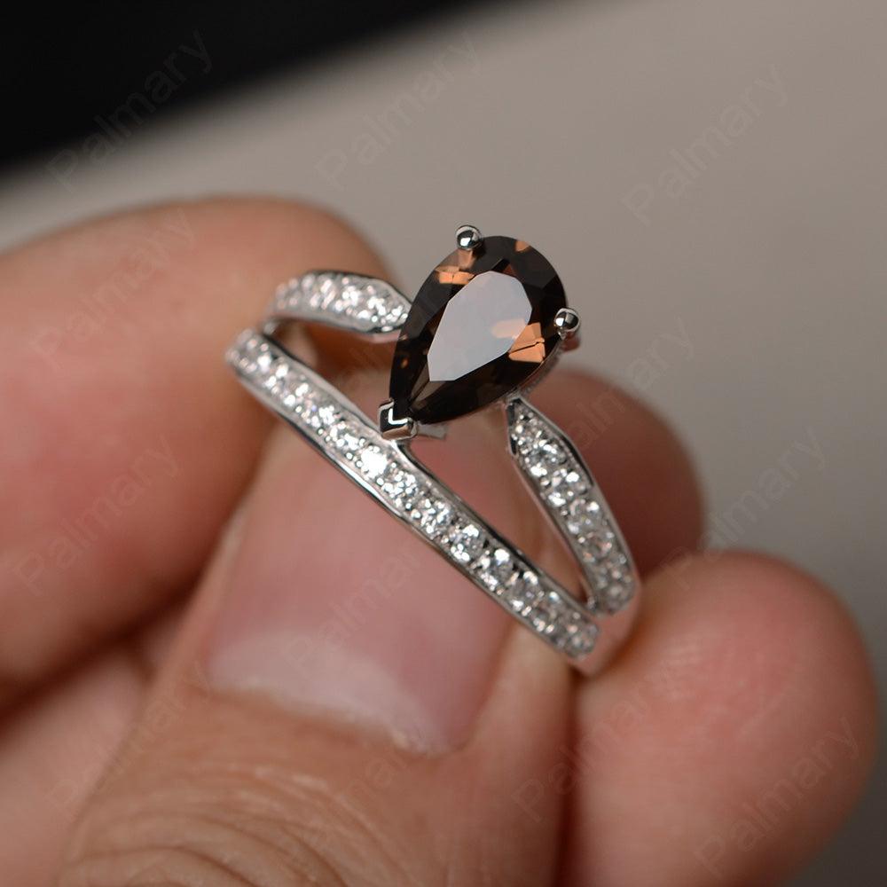 Pear Shaped Smoky Quartz  Engagement Rings - Palmary