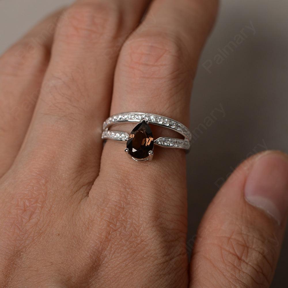 Pear Shaped Smoky Quartz  Engagement Rings - Palmary