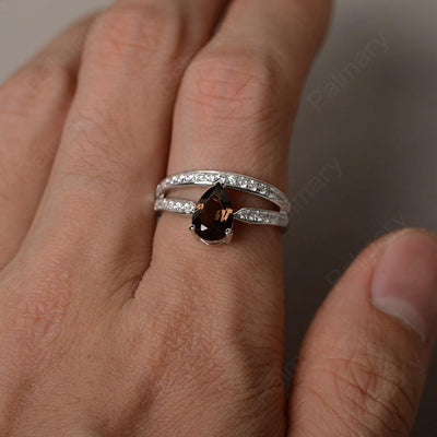 Pear Shaped Smoky Quartz  Engagement Rings - Palmary