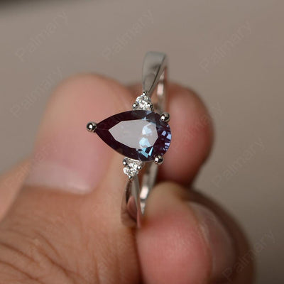 Pear Shaped Alexandrite Promise Rings - Palmary