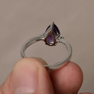 Pear Shaped Amethyst Promise Rings - Palmary