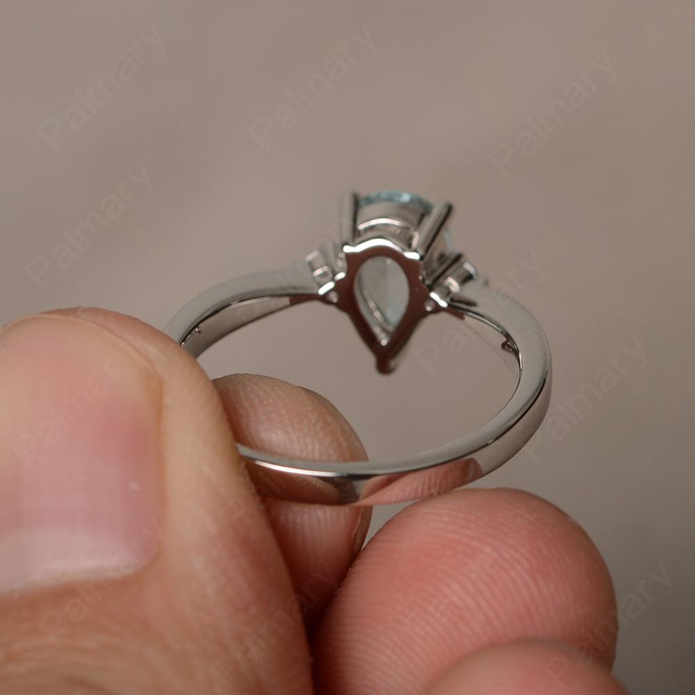 Pear Shaped Aquamarine Promise Rings - Palmary