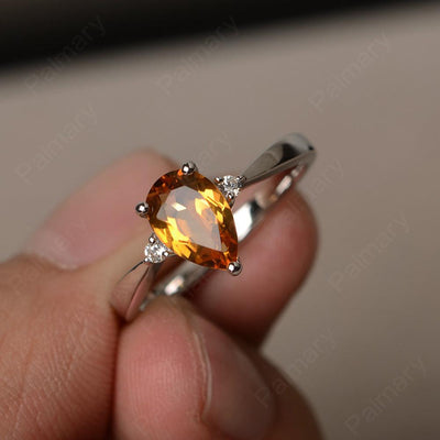 Pear Shaped Citrine Promise Rings - Palmary