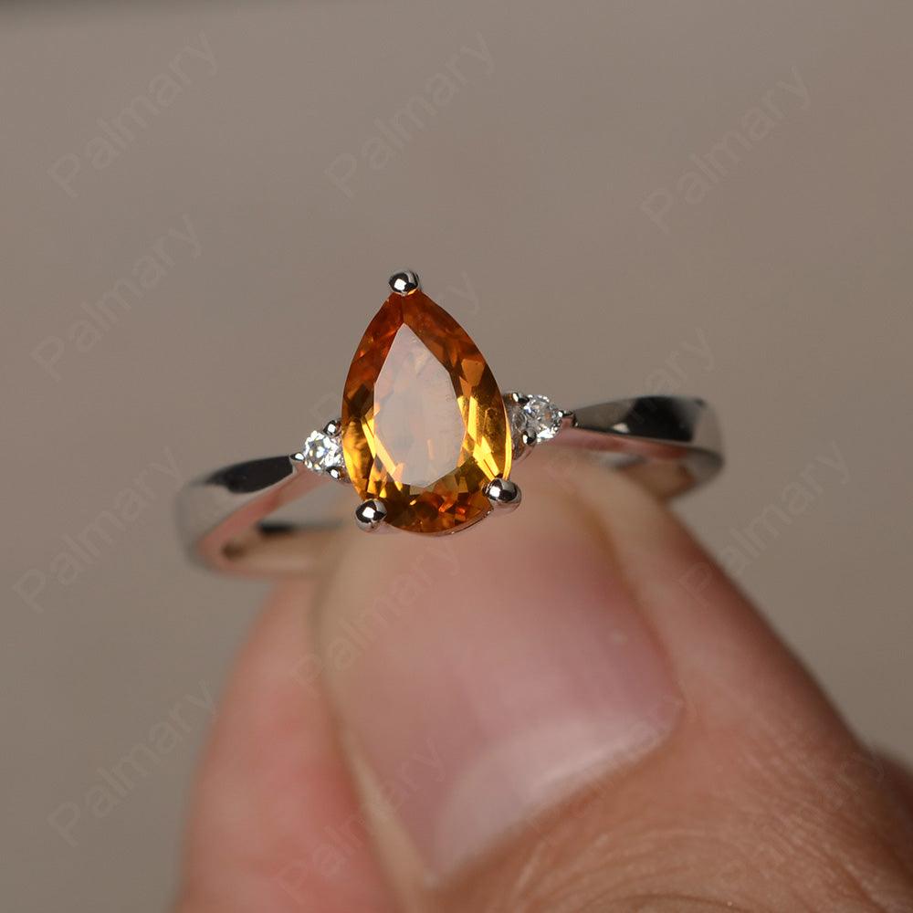 Pear Shaped Citrine Promise Rings - Palmary