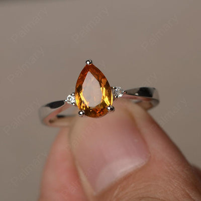 Pear Shaped Citrine Promise Rings - Palmary